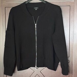 Halogen Cargo Double Zipper Black Bomber Cardigan